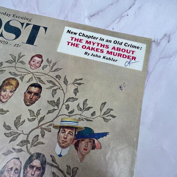 1959 Oct Saturday Evening Post Norman Rockwell Family Tree Cover ONLY 10x13 V17 - Picture 2 of 2